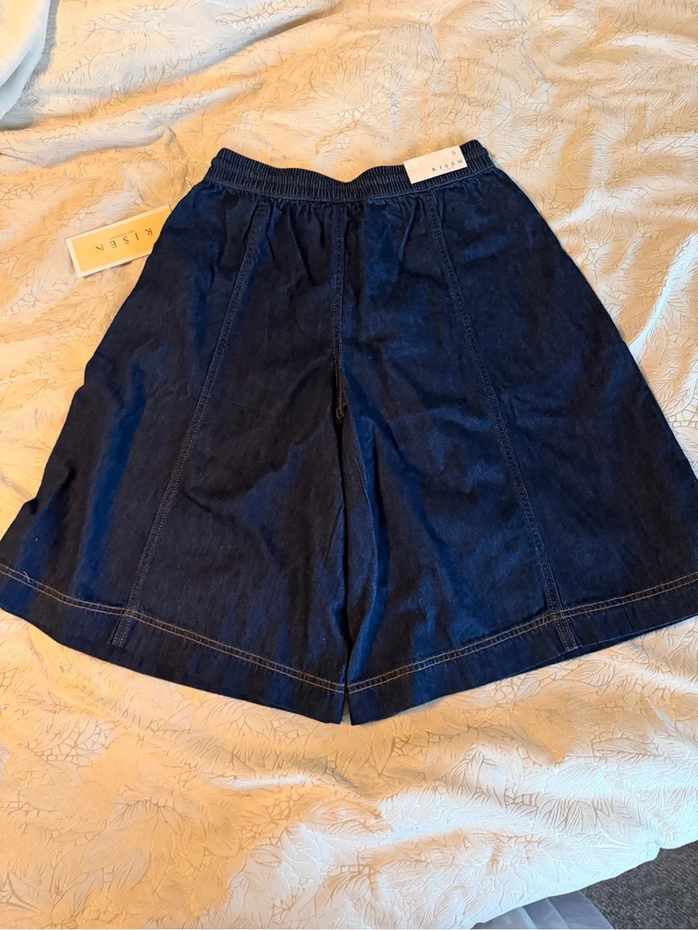 Relaxed long women’s Denim Drawstring Shorts/culottes